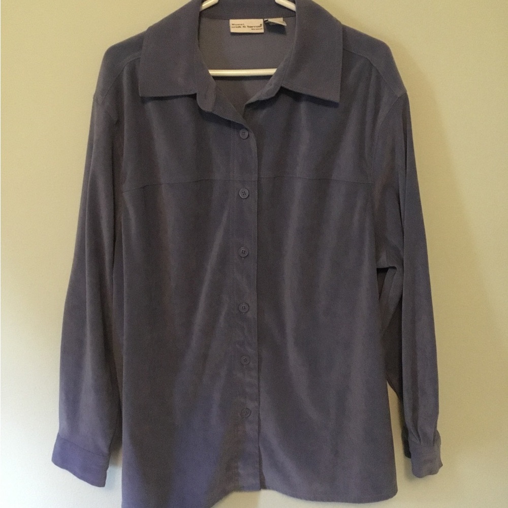 croft & barrow Dusty Bluish/Purple Button-Front Jacket